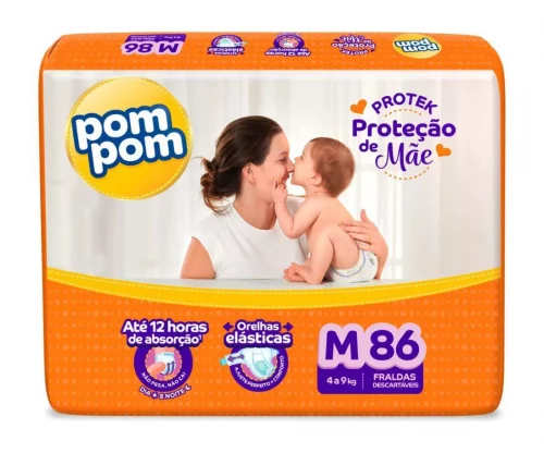 Fralda Pom Pom Protek Proteção De Mãe M 86 unidades