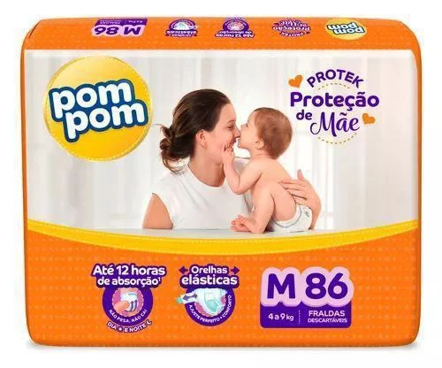 Fralda Pom Pom Protek Proteção de Mãe M com 86
