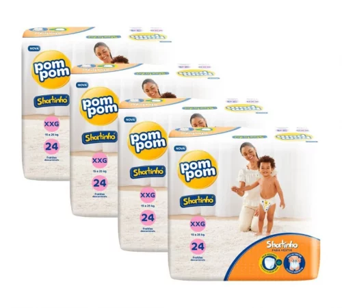 Fralda Pom Pom Shortinho XXG 96 Unidades