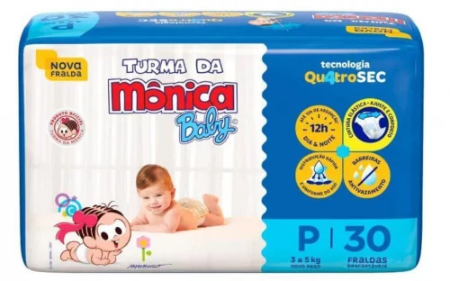 Fralda Turma da Mônica Baby Jumbo P 30 Unidades