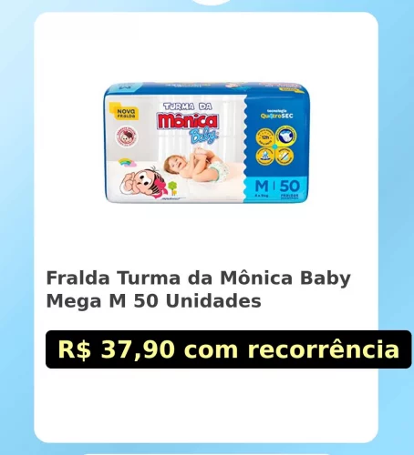 🛍️Fralda Turma da Mônica Baby Mega M 50 Unidades