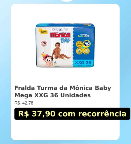 🛍️Fralda Turma da Mônica Baby Mega XXG 36 Unidades