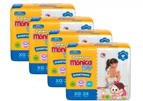 Fralda Turma da Mônica Baby Shortinho Jumbo XG 96 Unidades