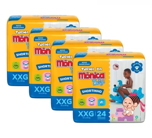 Fralda Turma da Mônica Baby Shortinho Jumbo XXG 96 Unidades