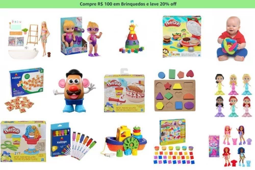 Ganhe 20% off comprando R$ 100 ou mais em Brinquedos