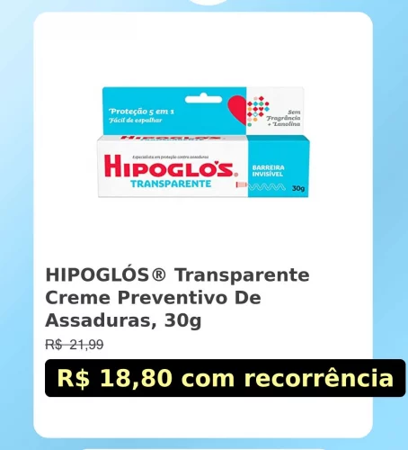 🛍️HIPOGLÓS® Transparente Creme Preventivo De Assaduras, 30g