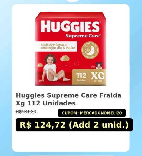 🛍️Huggies Supreme Care Fralda Xg 112 Unidades