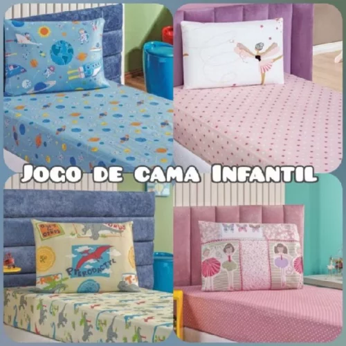 Jogo Roupa de Cama Solteiro Kids Infantil Menino e Menina Estampados 2 Pçs Diversas Estampas