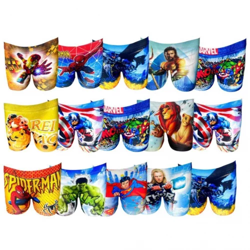 Kit 10 Cueca Infantil Sublimada Boxer Desenho Personagem Box Roupa Menino Cuequinha Criança