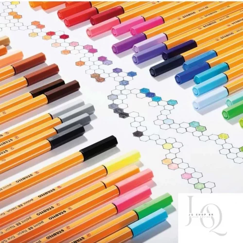 KIT 12/24 Canetas Coloridas Fine Line Ponta Fina 0.4 mm 1ª Linha Fineliner stable