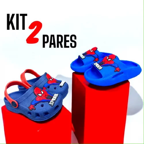 Kit 2 Pares Babuche e Chinelo Nuvem Infantil Masculino Confortável Promoção