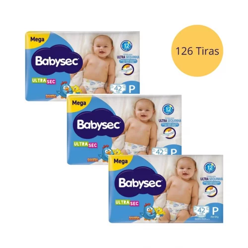 Kit 3 Pacotes Fraldas BabySec Galinha Pintadinha Mega Ultra Sequinha Tam P