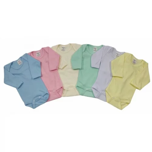 KIT COM 5 -Body Liso Bebê Malha Canelada Manga Longa - Várias Cores- FABRICAÇÃO PRÓPRIA