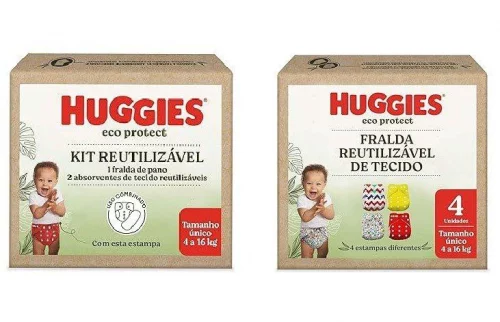Kit Huggies Fralda Reutilizável Eco Protect - Liso ou Estampado
