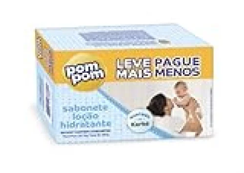 Kit Sabonete em Barra Pom Pom Loção Hidratante com 5 unidades de 70g cada