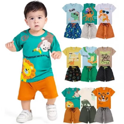Kit Sortido 10 Peças de Roupas Bebê Menino Infantil (5 conjuntos) Ou 6 Peças de Roupas Bebê Menino Infantil(3 conjuntos)