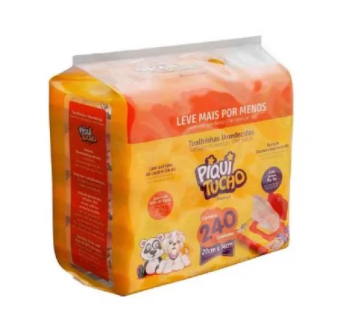 Lenço Umedecido Piquitucho Premium 240 unidades (4 pacotinhos com 60un cada)