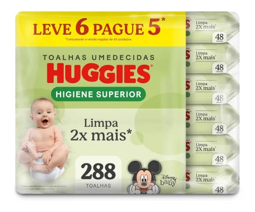 Lenços Umedecidos Huggies Max Clean 288 lenços (6 pacotes com 48 unidades cada)