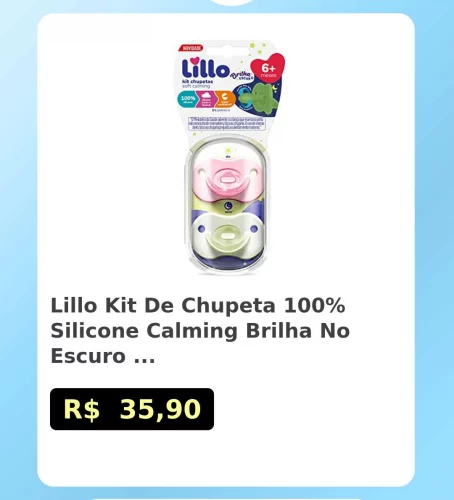 🛍️Lillo Kit De Chupeta 100% Silicone Calming Brilha No Escuro Bico Simétrico ...