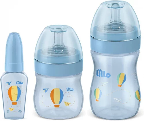 Lillo Kit De Mamadeira Primeiros Passos 50/150/240Ml Azul