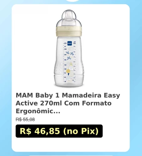 🛍️MAM Baby 1 Mamadeira Easy Active 270ml Com Formato Ergonômico e Fácil de Se...