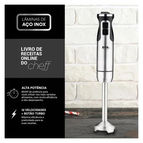 Mixer Eos 9 Velocidades 850w Inox e Preto Turbo Emx04 110v