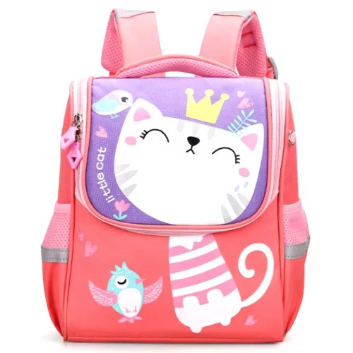 Mochila Escolar Infantil Menino Menina Dinossauro Gatinho de Costas por