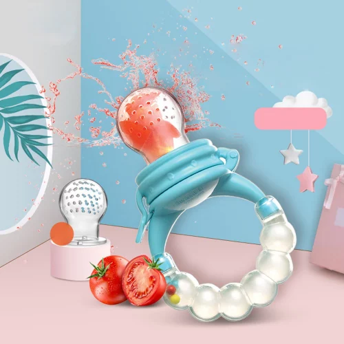 Pacote de Baby Teether Frutas Silicone Happy Rattle Pacifier de Mordida