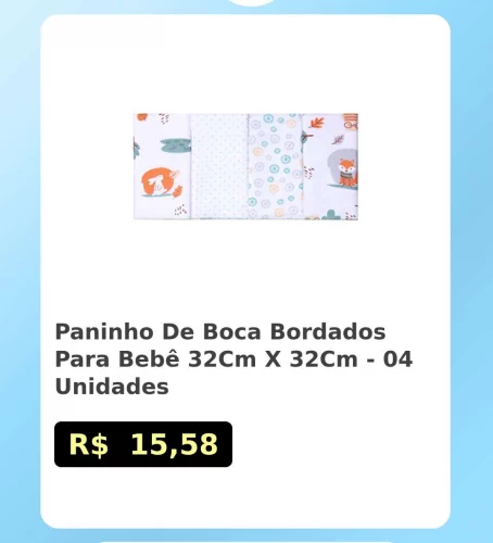 🛍️Paninho De Boca Bordados Para Bebê 32Cm X 32Cm - 04 Unidades