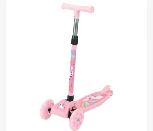 Patinete Infantil Cavalinho com 3 Rodas Com Led Dobrável, Rosa - Wakaii