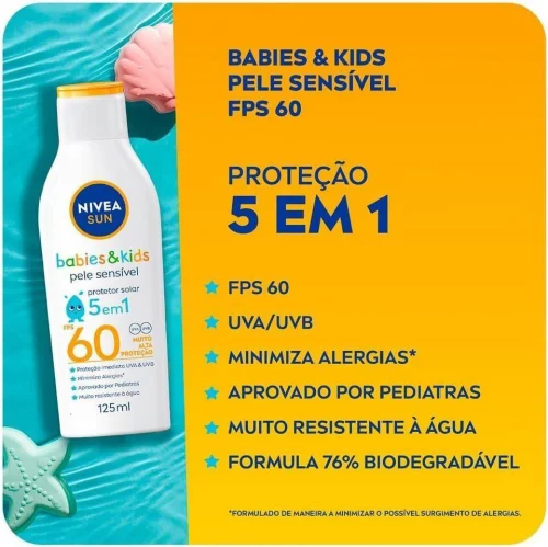 Protetor Solar Kids Nivea Sun Sensitive FPS60 com 125ml