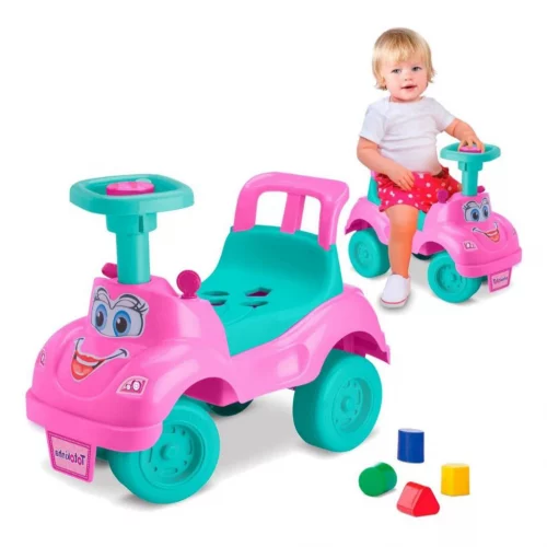 Quadriciclo Infantil Carrinho Andador Totokinha Classica Buzina Chave Giratoria Objetos Acompanham 4 Peças de Encaixe