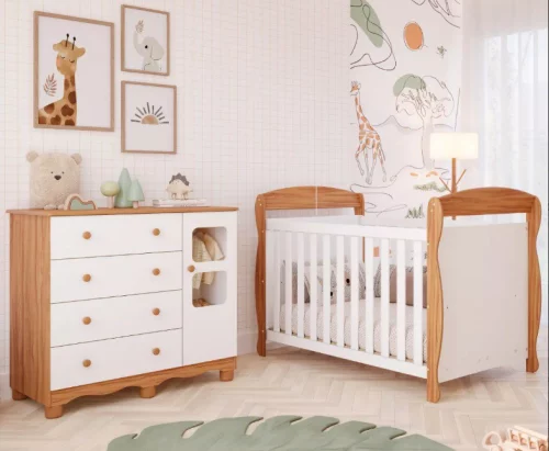 Quarto De Bebê Completo Berço Americano Marquesa Cômoda Uli