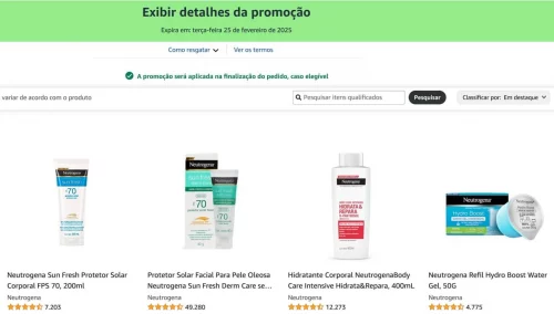🔥 R$ 50 OFF em compras acima de R$ 199 em produtos NEUTROGENA na Amazon!