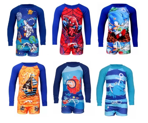 Roupa De Banho Infantil Personagens  Uv 50+ com 16 opções de estampa