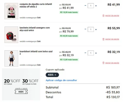 Roupinhas, Mochilas, Lancheiras e muito mais com desconto progressivo na C&A!