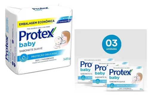 Sabonete em Barra Para Bebê Protex Baby Delicate Care 85g com 3 Unidades