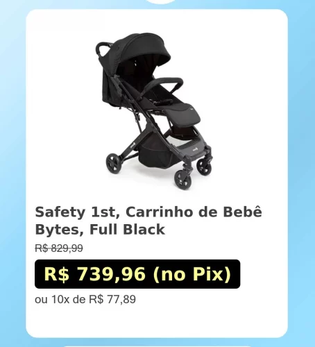 🛍️Safety 1st, Carrinho de Bebê Bytes, Full Black