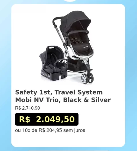 🛍️Safety 1st, Travel System Mobi NV Trio, Black & Silver