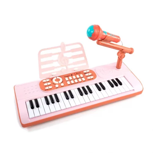 TECLADO MUSICAL INFANTIL ELETRÔNICO MULTIFUNCIONAL COM MICROFONE E CABO USB BRINQUEDO EDUCATIVO CONECT BRINQ
