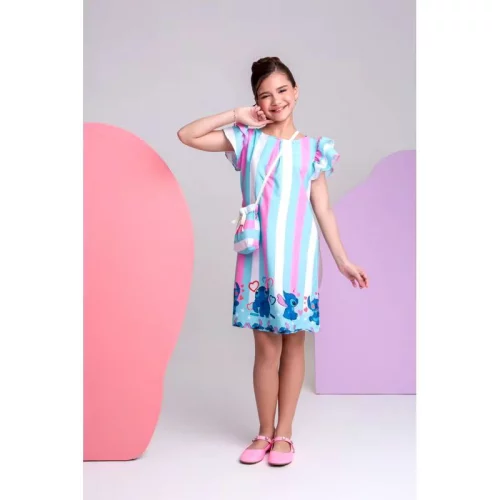 Vestido infantil Lilo stitch + bolsa roupa stitch menina verão