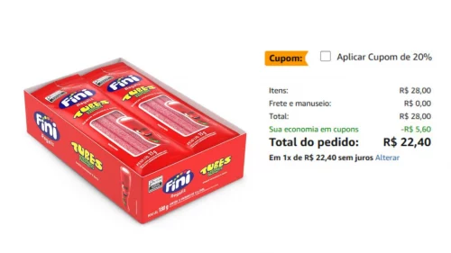 12 Un. Fini Mini Bala De Gelatina Tubes Morango Cítrico 17G