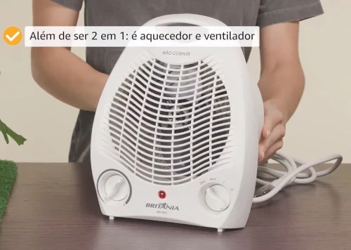 Aquecedor Elétrico 2 Em 1 Britânia 1500w Ab1100n 110 v