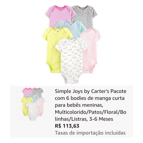 Body Pacote com 6 bodies sem mangas Simple Joys by Carter'sMeninas