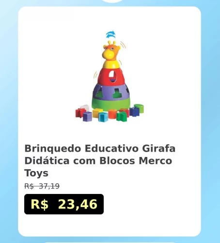 🛍️Brinquedo Educativo Girafa Didática com Blocos Merco Toys