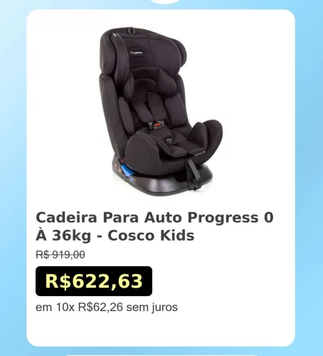 🛍️Cadeira Para Auto Progress 0 À 36kg - Cosco Kids