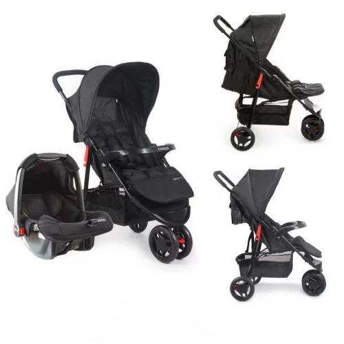 Carrinho + Bebê conforto - Cosco Kids, Travel System Toffy, Preto Absoluto