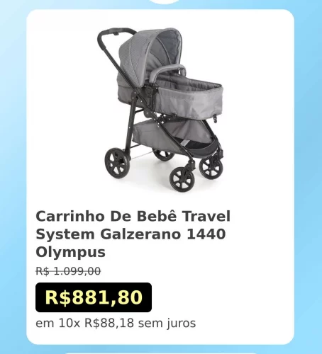 🛍️Carrinho De Bebê Travel System Galzerano 1440 Olympus