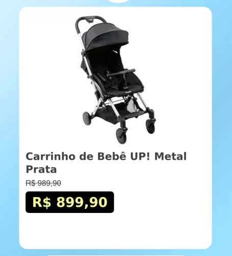 🛍️Carrinho de Bebê UP! Metal Prata