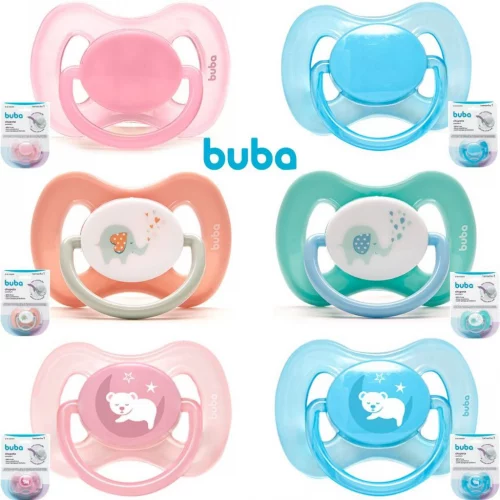 Chupeta com Tampa Protetora Buba Tamanho 1 Comfort Bico Silicone Simétrico Infantil 0 a 6 meses com Ventilação